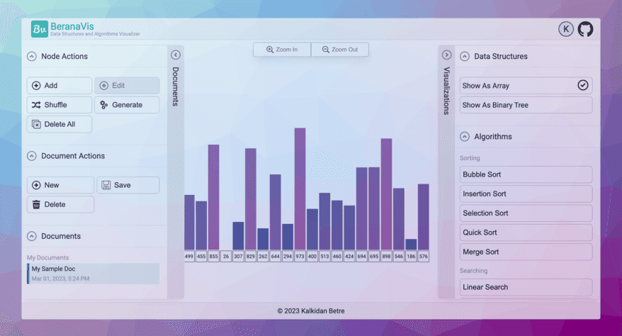 Berana-viz: A Data Structures and Algorithms Visualization Web App