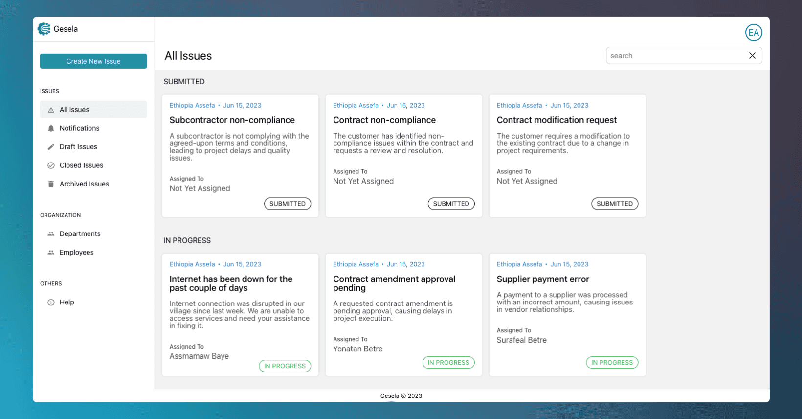 Gesela: An Enterprise Issue Tracking and Management Web App